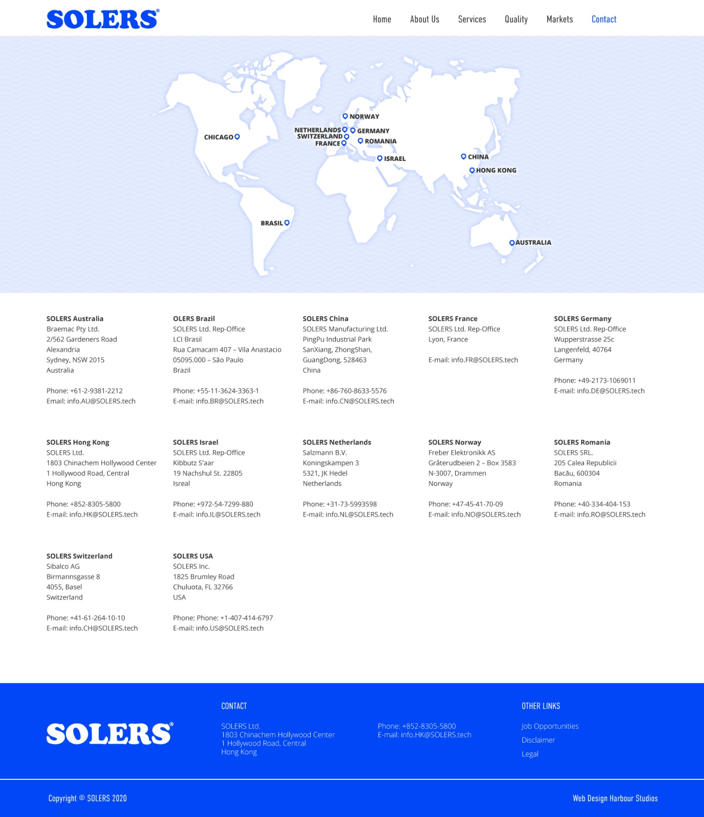 Solers — global offices contact page