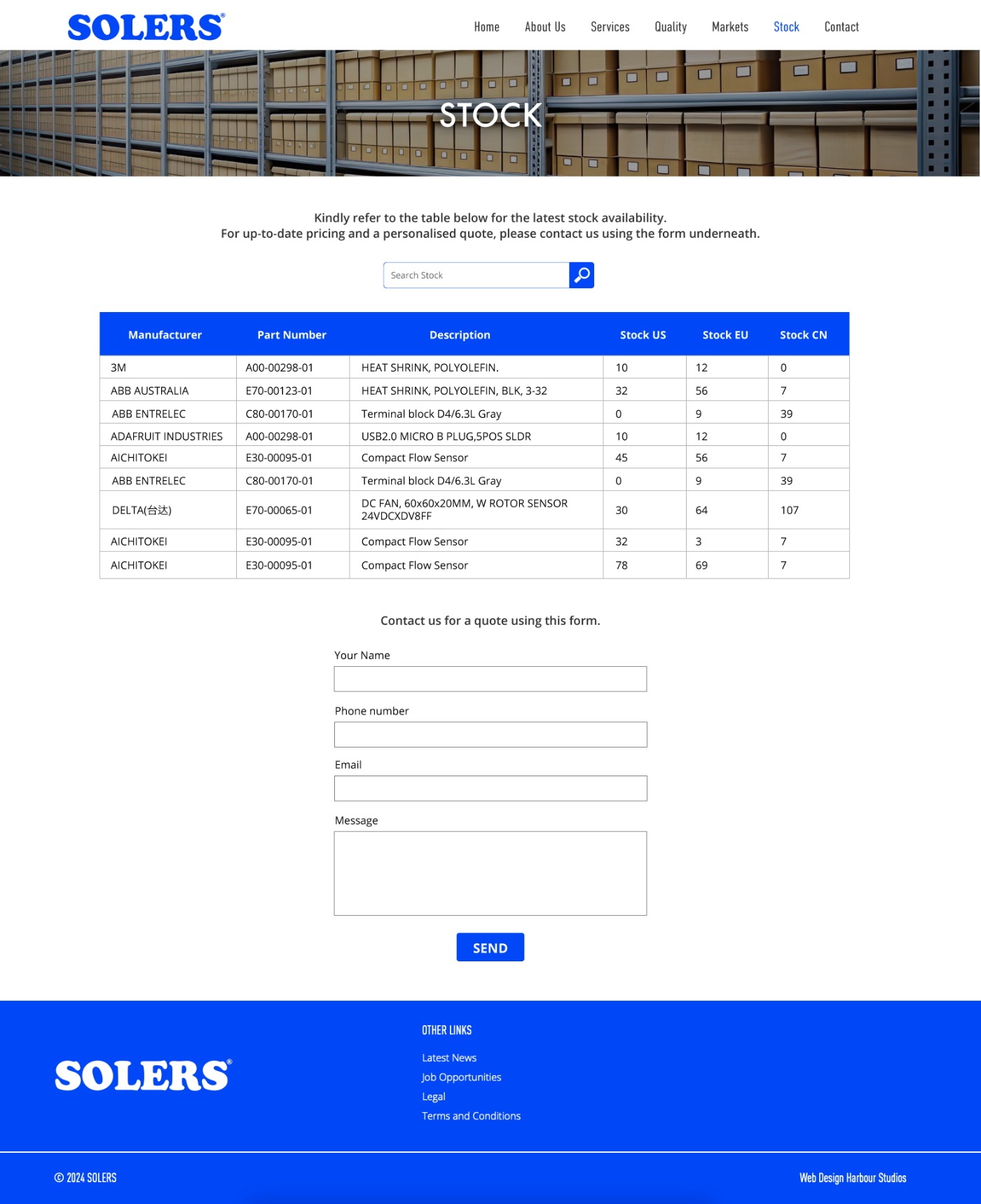 Solers — live stock availability table